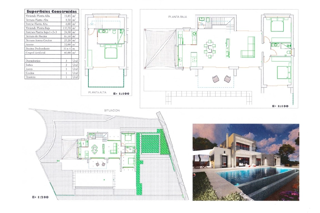 villa en Benissa(Fustera) en venta, superficie 160 m², aire acondicionado, parcela 1000 m², 3 dormitorios, 2 banos, piscina, ref.: BP-3092BEN-7