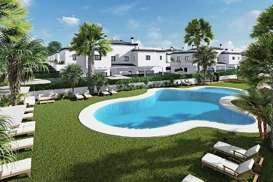 Eck-Reihenhaus in Santa Pola zu verkaufen, Wohnfläche 93 m², Zustand Erstbezug, Grundstück 113 m², 3 Schlafzimmer, 3 Badezimmer, Pool, ref.: HA-SPN-631-Q01-10