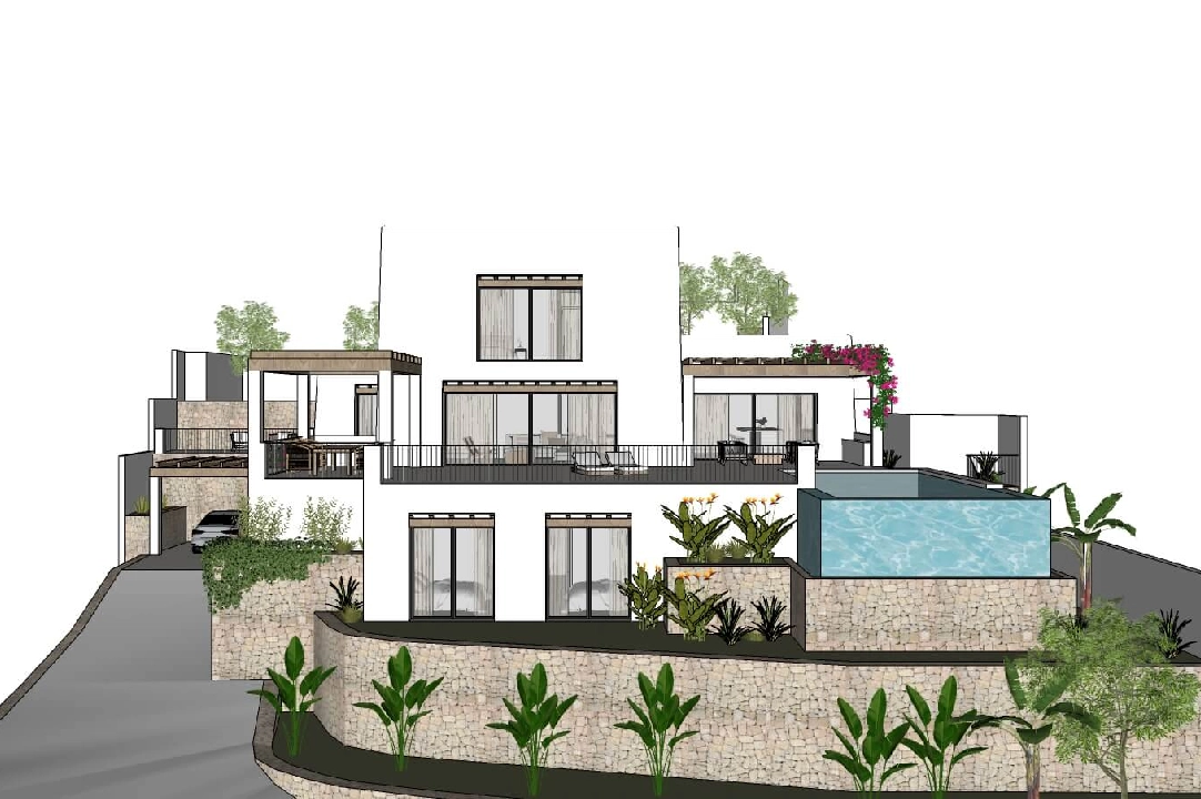 villa en Moraira en venta, superficie 322 m², aire acondicionado, parcela 1000 m², 4 dormitorios, 4 banos, piscina, ref.: CA-H-1585-AMB-1