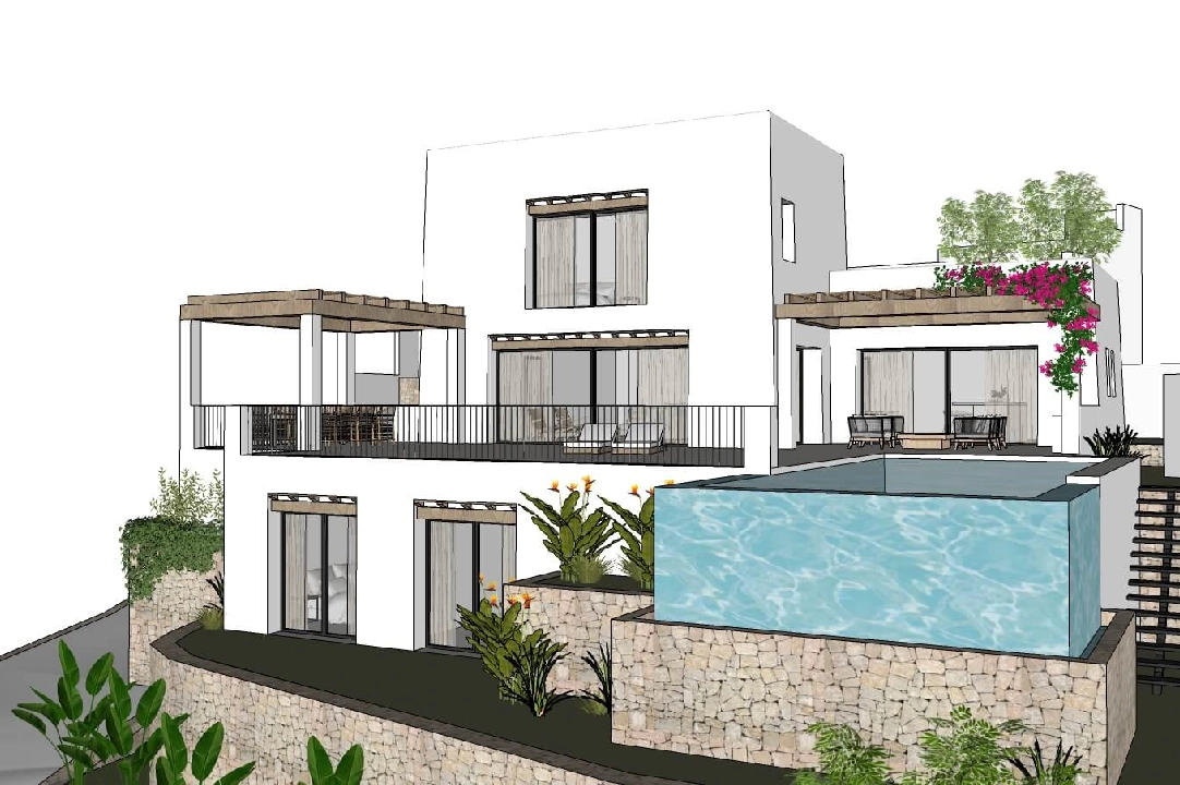 villa en Moraira en venta, superficie 322 m², aire acondicionado, parcela 1000 m², 4 dormitorios, 4 banos, piscina, ref.: CA-H-1585-AMB-9