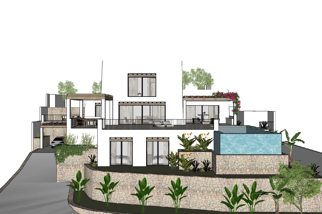 villa en Moraira en venta, superficie 425 m², ano de construccion 2023, aire acondicionado, parcela 1000 m², 4 dormitorios, 4 banos, piscina, ref.: BI-MT.H-777-3