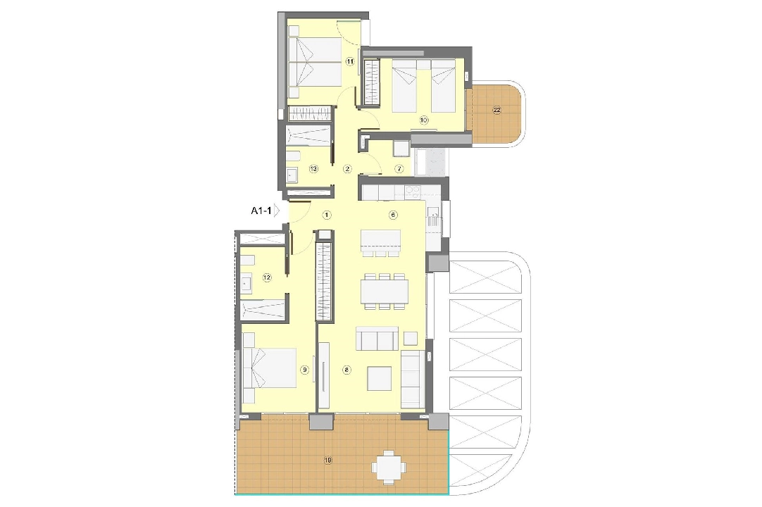 apartamento en la planta superior en Benidorm en venta, superficie 118 m², estado first owner, aire acondicionado, 3 dormitorios, 2 banos, piscina, ref.: HA-BEN-112-A03-10