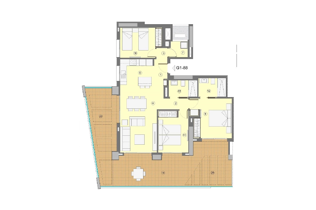 apartamento en la planta superior en Benidorm en venta, superficie 118 m², estado first owner, aire acondicionado, 3 dormitorios, 2 banos, piscina, ref.: HA-BEN-112-A03-11