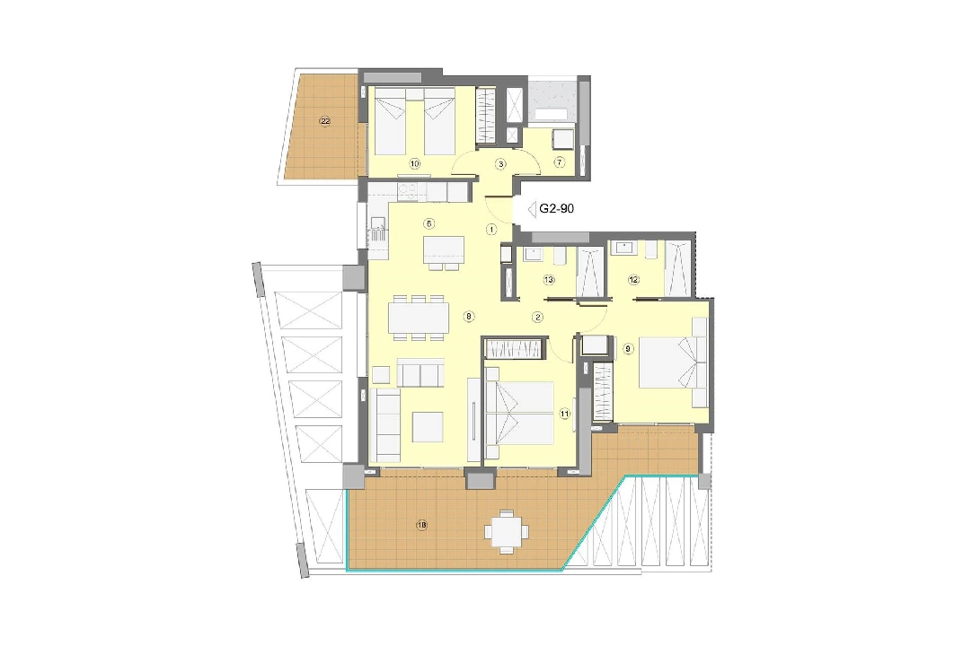 apartamento en la planta superior en Benidorm en venta, superficie 118 m², estado first owner, aire acondicionado, 3 dormitorios, 2 banos, piscina, ref.: HA-BEN-112-A03-12