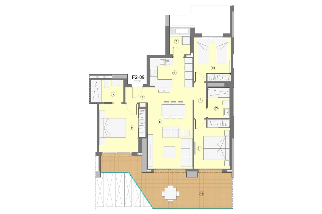 apartamento en la planta superior en Benidorm en venta, superficie 118 m², estado first owner, aire acondicionado, 3 dormitorios, 2 banos, piscina, ref.: HA-BEN-112-A03-7