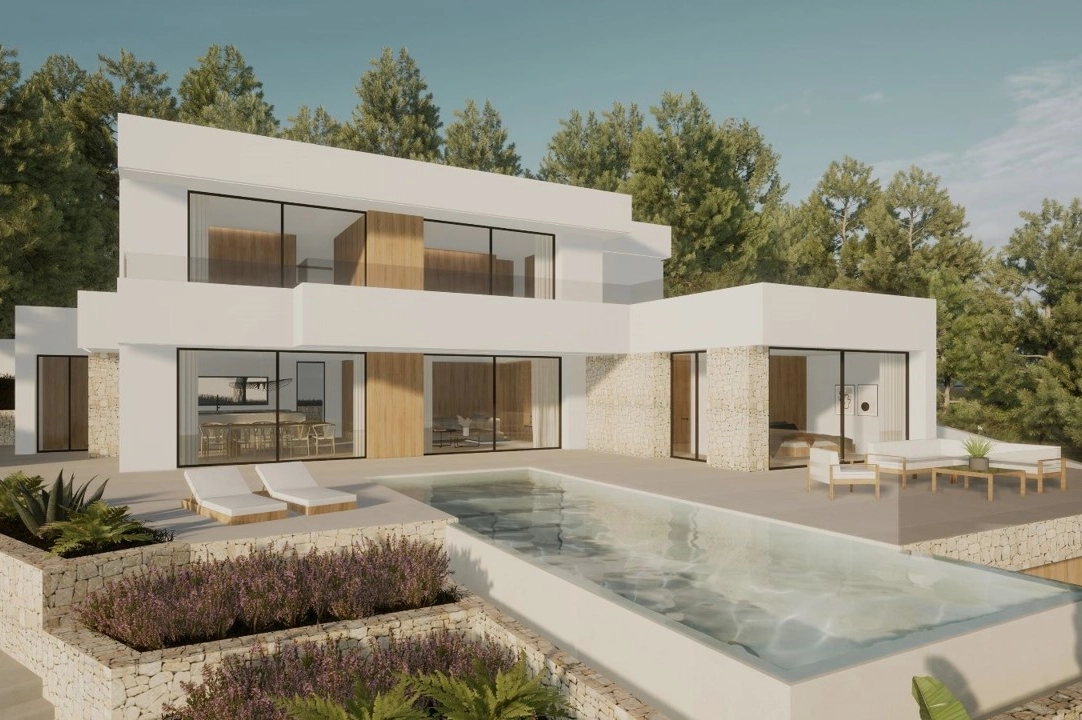 villa en Moraira(Pla del Mar) en venta, superficie 340 m², ano de construccion 2023, aire acondicionado, parcela 1070 m², 4 dormitorios, 4 banos, piscina, ref.: BI-MT.H-787-1