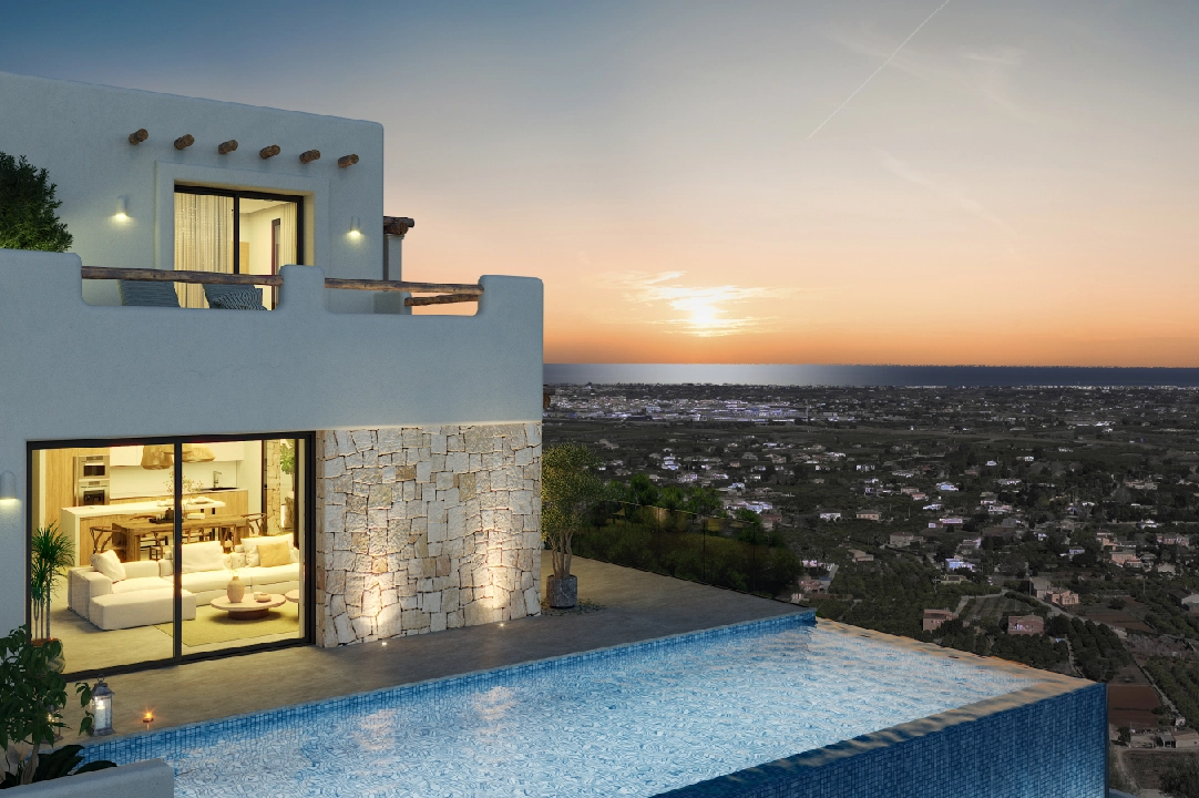 villa en Pedreguer(Monte Solana I) en venta, superficie 252 m², ano de construccion 2025, aire acondicionado, parcela 608 m², 3 dormitorios, 2 banos, piscina, ref.: UM-UV-SERPIS-12