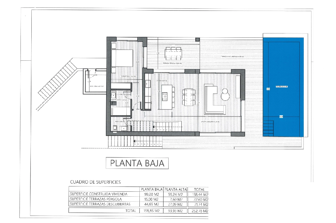 villa en Pedreguer(Monte Solana I) en venta, superficie 252 m², ano de construccion 2025, aire acondicionado, parcela 608 m², 3 dormitorios, 2 banos, piscina, ref.: UM-UV-SERPIS-15