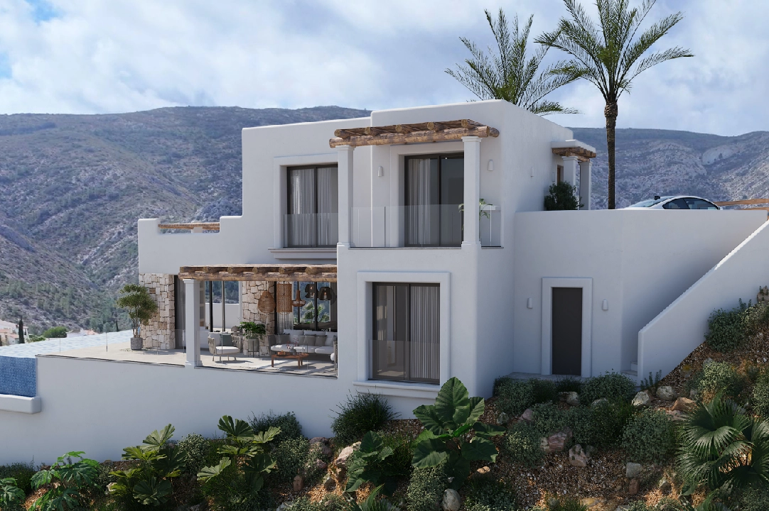 villa en Pedreguer(Monte Solana I) en venta, superficie 252 m², ano de construccion 2025, aire acondicionado, parcela 608 m², 3 dormitorios, 2 banos, piscina, ref.: UM-UV-SERPIS-4