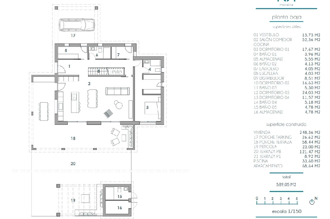 villa en Moraira en venta, superficie 248 m², aire acondicionado, parcela 800 m², 4 dormitorios, 5 banos, piscina, ref.: BI-MT.H-795-11