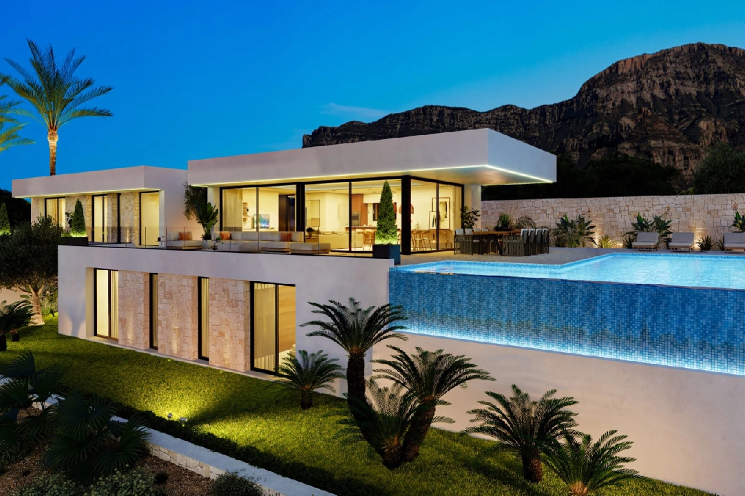 villa en Denia(San Juan) en venta, superficie 322 m², ano de construccion 2026, + calefaccion central, aire acondicionado, parcela 1600 m², 4 dormitorios, 4 banos, piscina, ref.: AS-0524-1