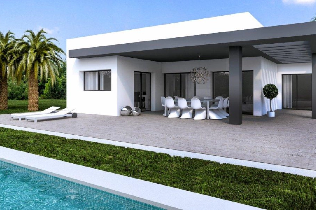 villa en Pedreguer en venta, superficie 92 m², ano de construccion 2025, aire acondicionado, parcela 725 m², 2 dormitorios, 2 banos, piscina, ref.: AM-11102DA-1