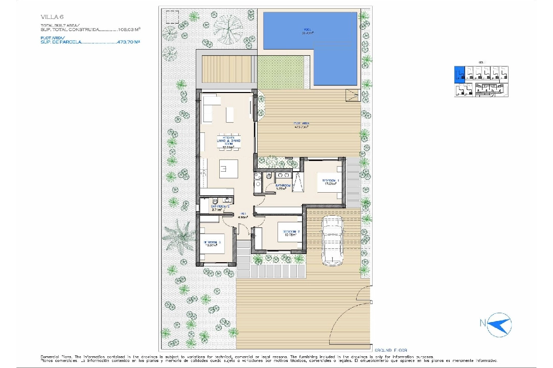 villa en Los Alcazares en venta, superficie 108 m², estado first owner, parcela 297 m², 3 dormitorios, 2 banos, piscina, ref.: HA-LAN-433-E01-16