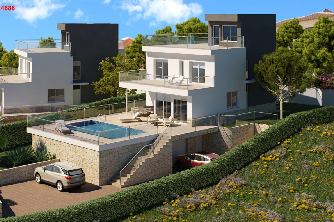 villa en Calpe(Ortembach) en venta, superficie 350 m², aire acondicionado, parcela 792 m², 4 dormitorios, 4 banos, piscina, ref.: CA-H-1849-AMBE-4