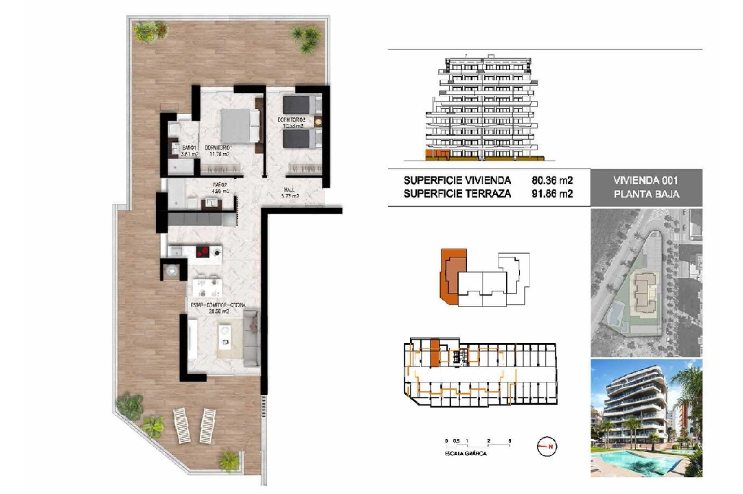 apartamento en la planta superior en Guardamar del Segura en venta, superficie 102 m², estado first owner, 2 dormitorios, 2 banos, piscina, ref.: HA-GUN-411-A01-14