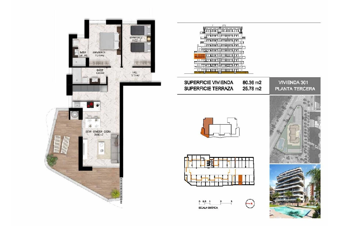 apartamento en la planta superior en Guardamar del Segura en venta, superficie 102 m², estado first owner, 2 dormitorios, 2 banos, piscina, ref.: HA-GUN-411-A01-18