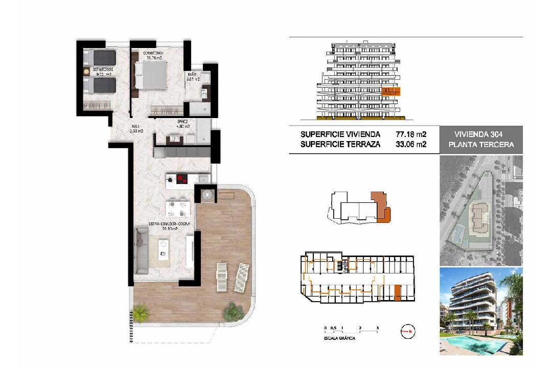 apartamento en la planta superior en Guardamar del Segura en venta, superficie 102 m², estado first owner, 2 dormitorios, 2 banos, piscina, ref.: HA-GUN-411-A01-21