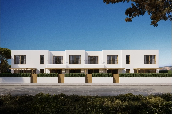 Reihenhaus in Gata de Gorgos zu verkaufen, Wohnfläche 102 m², Baujahr 2026, Klimaanlage, Grundstück 38 m², 3 Schlafzimmer, 3 Badezimmer, ref.: LS-GT2-7